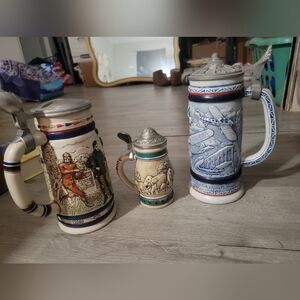 3 Avon Vintage Ceramic Beer Steins Collectable